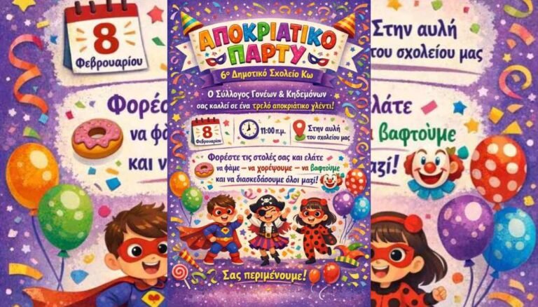 Τρελό αποκριάτικο γλέντι στο 6ο Δημοτικό Σχολείο Κω